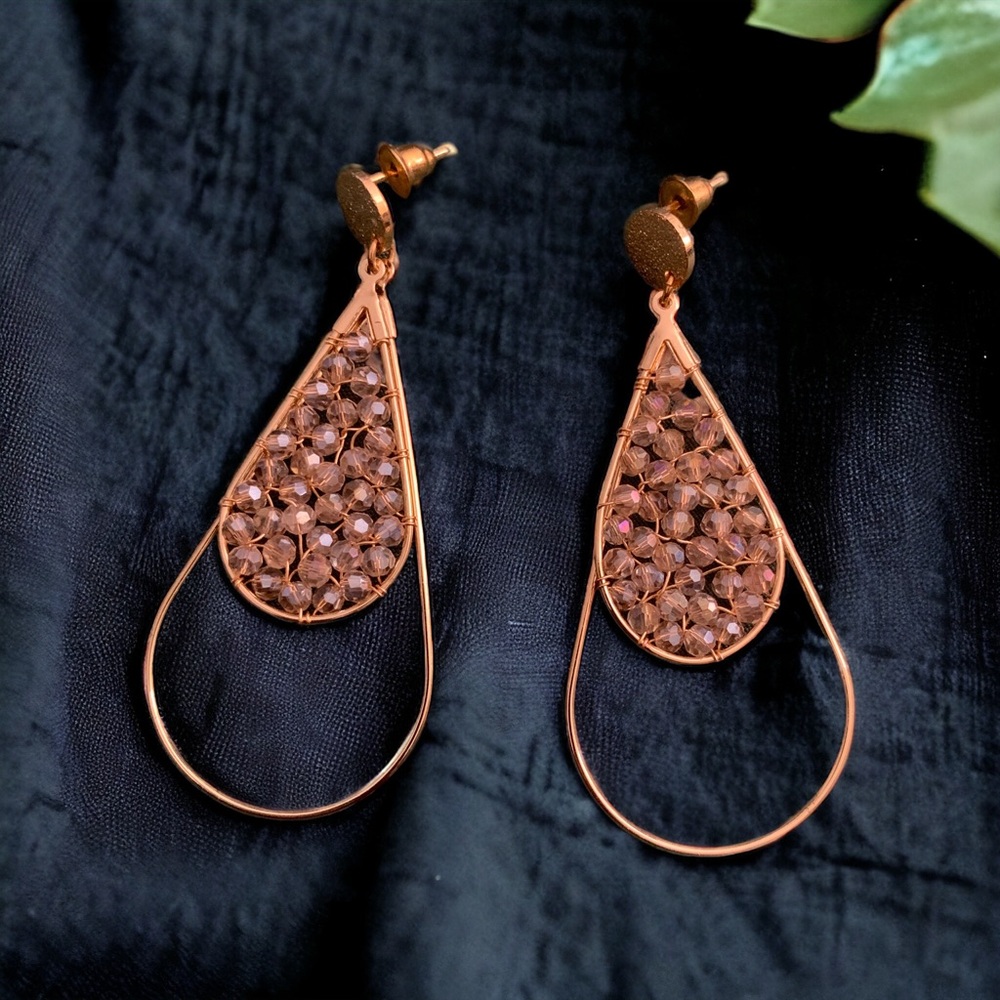 Champagne crystal and gold earrings